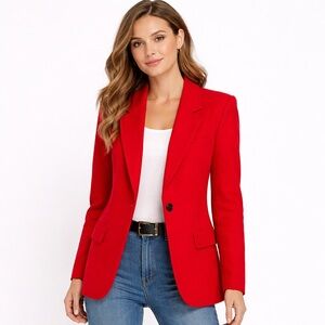 Talbots Vintage Red Wool Blazer Size 10 USA Made Structured Power Jacket